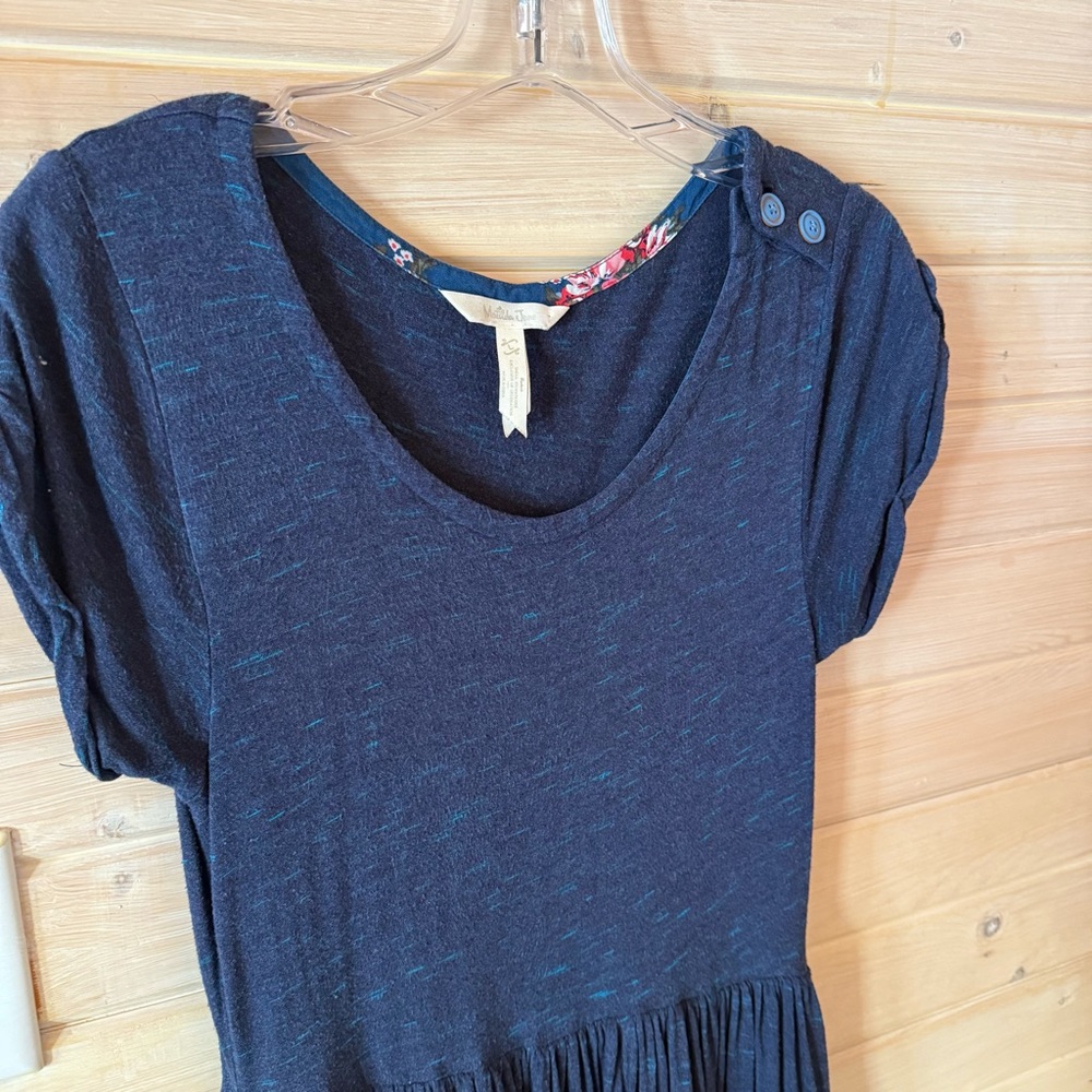 Matilda Jane Women’s Size Large Navy Knit Maxi Dress – Button Shoulder Detail